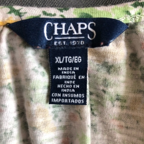 Chaps Floral Balloon Sleeves Cotton Top XL - Picture 7 of 9